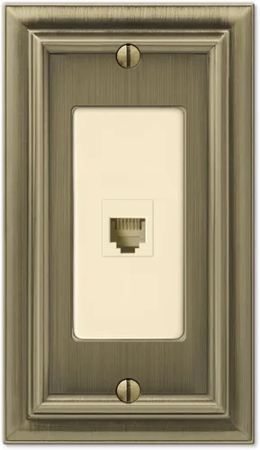 Vista 10 de Amerelle Continental AmerTac 94BVB – 1 tapa de tomacorriente en blanco, de metal fundido, con aspecto de bronce envejecido