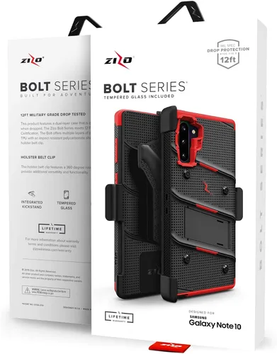 Vista 8 de Zizo Bolt Cover - Funda para Samsung Galaxy Note 10 y Kickstand y funda (negro/rojo)