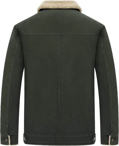 Vista 2 de How'on - Chaqueta estilo militar de algodón con forro para hombre, diseño con cuello y botones, prenda casual para invierno