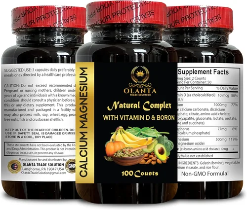 Vista 2 de Suplemento de calcio y magnesio - Vitaminas de apoyo inmunológico, calcio orgánico de fuerza ósea con magnesio, vitamina D3, citrato de calcio - 1