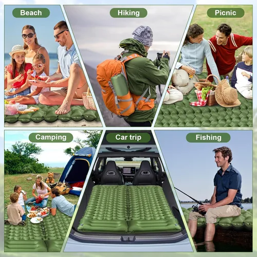 Vista 6 de Colchoneta de dormir para camping, ultraligero (1.9 libras) inflable con almohada integrada y bomba de pie, almohadilla de aire compacta de 4
