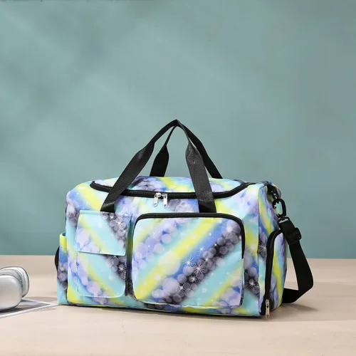 Vista 356 de Pequeña bolsa de gimnasio para mujer, bolsa de viaje con compartimento para zapatos