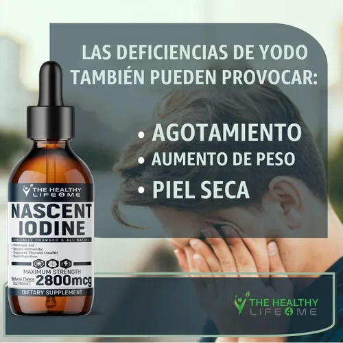 Vista 6 de Suplemento de yodo naciente 2800mcg Yoduro de potasio Gotas de yodo 100% vegano Color transparente Grande 2 oz