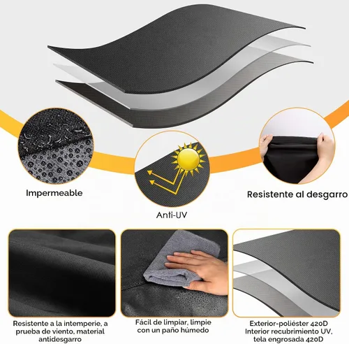 Vista 5 de Funda para parrilla de 32 pulgadas para parrilla al aire libre, impermeable, resistente a la intemperie, resistente a los rayos UV y a