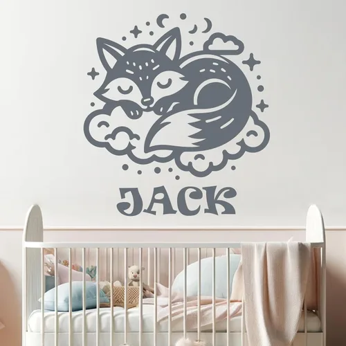 Vista 10 de Calcomanías de pared de animales, calcomanías personalizables con nombre de bebé y decoración de animales del bosque, calcomanías de pared