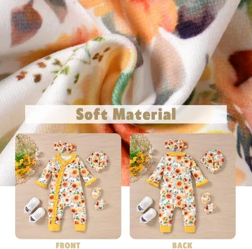 Vista 3 de Aalizzwell Mameluco para bebé niña, ropa de otoño e invierno con accesorios