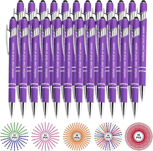 Vista 61 de Bolígrafos personalizados con nombre a granel, juego de bolígrafos personalizados, lápiz capacitivo grabado, logotipo, texto, regalo para negocios