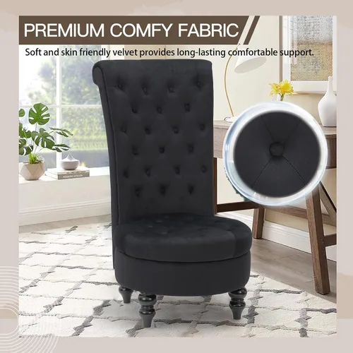 Vista 5 de AVAWING - Silla decorativa de terciopelo con respaldo alto de 46 pulgadas, color negro