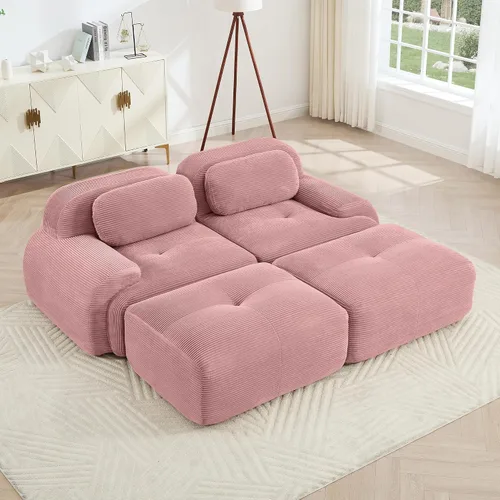 Vista 26 de Sofá sin hueso de 82 pulgadas, cómodo sofá cama de dos plazas, sofá comprimido con asiento profundo, sofá nube de pana para sala de estar