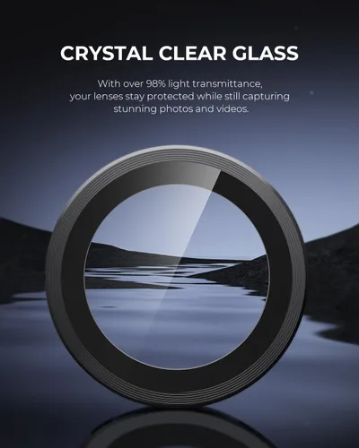 Vista 6 de UARMOR - Protector de lente de cámara compatible con iPhone 17, 16 y 16 Plus: vidrio templado 9H y cubierta de aluminio, transparente HD, kit