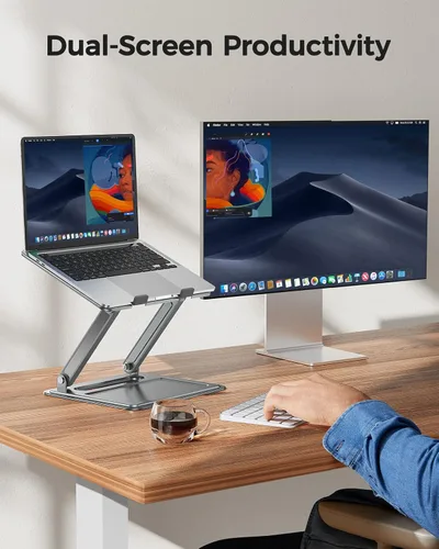 Vista 7 de LORYERGO Soporte ajustable para laptop portátil, para laptops de 17.3 pulgadas, soporta hasta 17.6 libras, postura ergonómica y disipación de calor