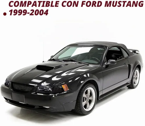 Vista 5 de JSBOYAT Conjunto de faros halógenos estilo OE para Ford Mustang 1999 a 2004 Carcasa negra con reflector ámbar