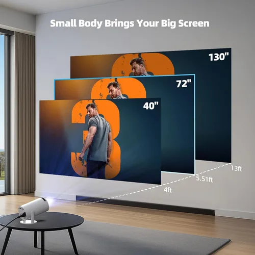 Vista 9 de Mini proyector con WiFi y Bluetooth, proyector portátil con aplicaciones integradas, compatible con 4K 1080P Auto Keystone 220° giratorios pequeños