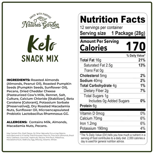 Vista 2 de Nature's Garden Keto Snack Mix - Bolas de queso probiótico de 12 onzas