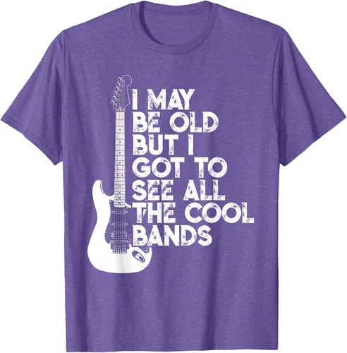 Vista 6 de Camiseta con texto en inglés "I May Be Old But I Got to See All The Cool Bands" Negro