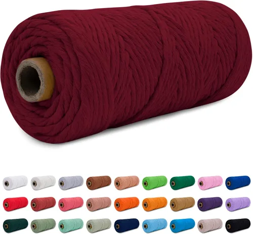 Vista 19 de CAMAL Cordón de macramé de 0.157 in x 109 yardas (328.1 ft), cuerda de algodón de color para tejer, manualidades, colgar en la pared, proyectos