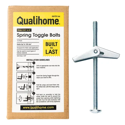 Vista 14 de QUALIHOME Anclajes de perno de resorte – Anclajes de pared resistentes para colgar artículos con paredes huecas y más – Anclaje de pared hueco