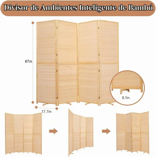 Vista 5 de Divisor de habitación pantallas de privacidad plegables, separadores