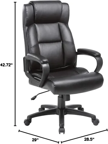 Vista 3 de Lorell Silla ejecutiva de cuero negro con respaldo alto Soho