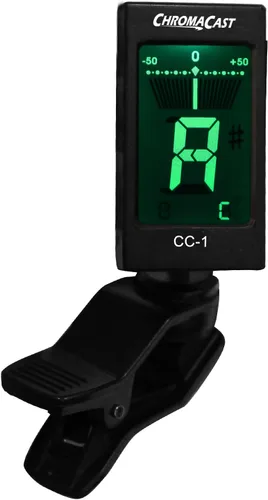 Vista 4 de ChromaCast Paquete de 2 afinadores de clip profesional CC-1 para todos los instrumentos (modos de múltiples teclas), con modos de guitarra, ukelele