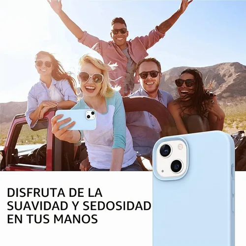 Vista 8 de Telaso Funda compatible con iPhone 13, silicona líquida de gel suave para iPhone 13, funda delgada con forro de microfibra a prueba de golpes Azul