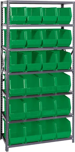 Vista 76 de Quantum QSBU-245BK Heavy Duty Shelving Unit with (7) Shelves and (24) QUS245 Black Bins for Garage Warehouse Storage Distribution 400 lb Load