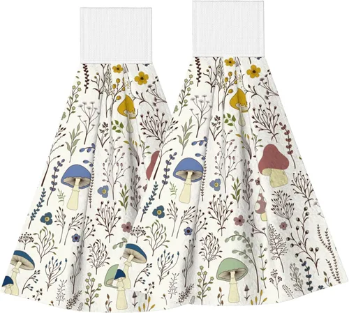 Vista 12 de Juego de 2 toallas de mano colgantes de hortensias azules, acuarela, primavera, pájaro, con lazo para colgar, toallas suaves y absorbentes para baño
