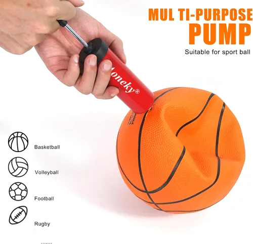 Vista 6 de Aoneky Mini bomba de mano para pelotas deportivas, bomba de aire portátil con almacenamiento de agujas, diseño compacto para baloncesto, fútbol