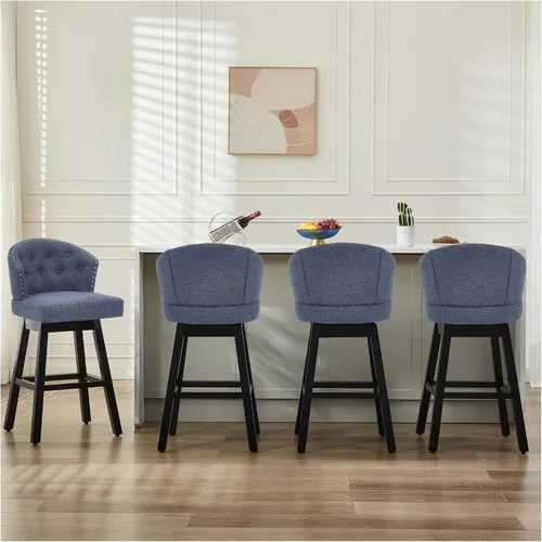 Vista 11 de Juego de 2 taburetes de bar giratorios de 29 pulgadas, taburetes de bar tapizados con respaldo, sillas modernas de altura de mostrador para isla