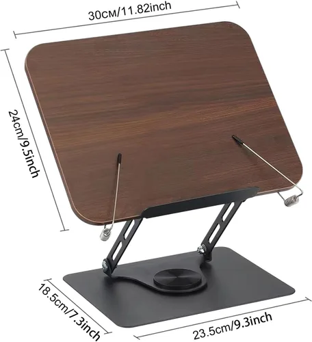 Vista 2 de comfoyar Soporte de libro para lectura, soporte plegable de lectura para libros de texto con base giratoria de 360° y clips elásticos para página