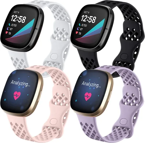 Vista 10 de Maledan Compatible con Fitbit Sense Band Fitbit Versa 3 Band Fitbit Sense 2 Band Fitbit Versa 4 Bandas, correa de reloj deportiva impermeable