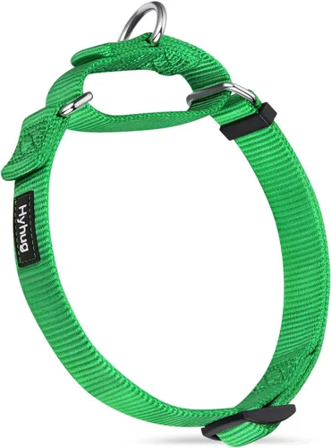 Vista 5 de Hyhug Collar Martingale para perros pequeños, color verde, resistente a prueba de escape, nailon duradero, sin hebilla, ideal para entrenamiento