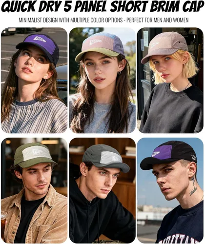 Vista 7 de Clakllie - Gorras de visera corta de secado rápido para hombres, gorra de 5 paneles para correr, impermeable, gorra de béisbol, gorra