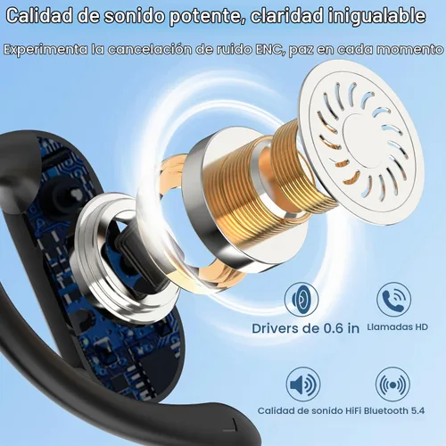Vista 2 de Auriculares inalámbricos Bluetooth 5.4 HiFi estéreo con ganchos