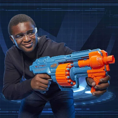 Vista 6 de Nerf Elite 2.0 Shockwave RD-15 Blaster, 30 Nerf Dards, 15 dardos giratorios, Bombeo-Acción Slam Fire, capacidad de personalización incorporada 3.1 x