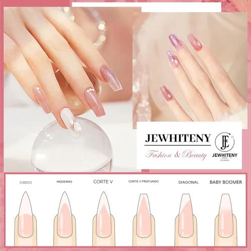 Vista 6 de JEWHITENY Kit de 14 piezas de gel de uñas poli, kit de gel de extensión poli, kit de iniciación con solución deslizante, juego de extensión