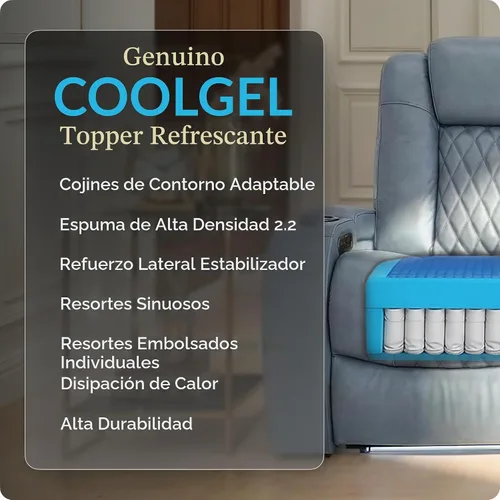 Vista 6 de Seatcraft Diamante - Asiento de cine en casa, sillón reclinable individual Azul ahumado