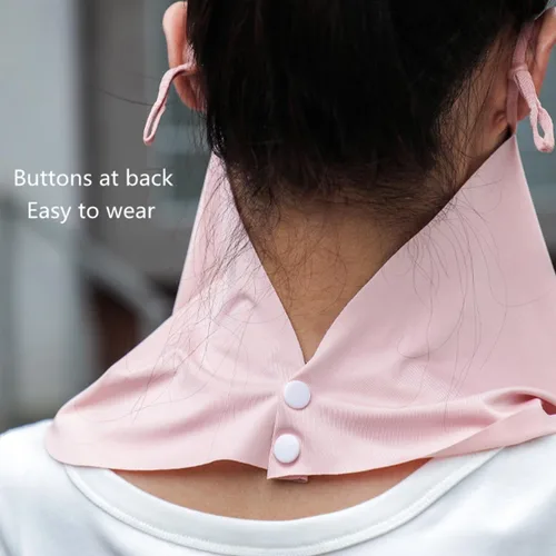 Vista 4 de Máscara de protección solar sin rastro, máscara de verano delgada transpirable con protección solar UV, cubierta facial con bucles para las orejas