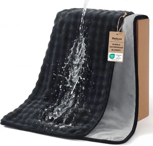 Vista 12 de Bedsure Manta impermeable con burbujas para sofá, manta reversible de forro polar suave para perros pequeños, funda de sofá impermeable, protector