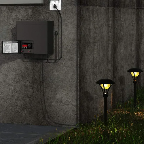 Vista 5 de Transformador de paisaje de bajo voltaje de 600 W, transformador resistente a la intemperie para exteriores de 120 V CA a 12 V CA con sensor