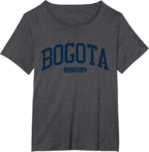 Vista 28 de Bogotá Colombia College University Style Camiseta azul marino, Blanco