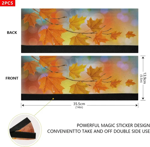 Vista 6 de Eionryn Fundas para manija de puerta de refrigerador con hojas caídas de arce otoñal, arces naranjas de otoño, guantes para microondas