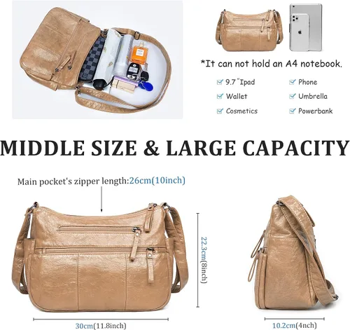 Vista 3 de Bolsos VOLGANIK ROCK para mujer de piel sintética suave, bolso de hombro para damas, bolso bandolera y bolsos de mano, liviano, con bolsillos