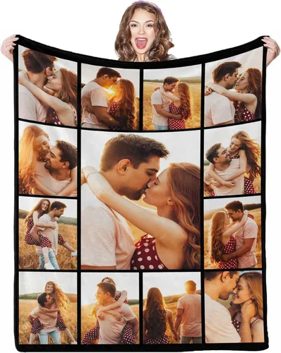 Vista 38 de Mantas personalizadas con fotos, 1 foto, manta personalizada, regalos personalizados para mamá, papá, pareja, novia, novio, esposa, marido, 8 tamaños