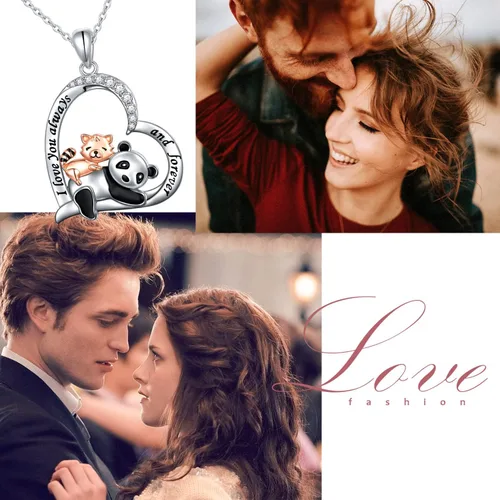 Vista 7 de HOOHWE Collar de plata de ley con colgante de panda rojo lindos regalos de joyería de panda para mujeres y niñas Plata No es una piedra preciosa