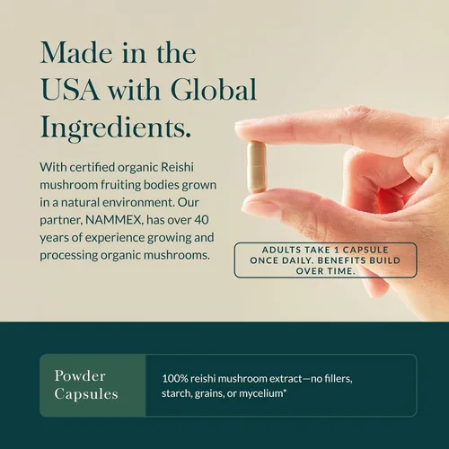 Vista 4 de Gaia Herbs Hongo Reishi: se utiliza tradicionalmente para apoyar un sistema inmunológico saludable y la salud cardíaca, suplemento herbario