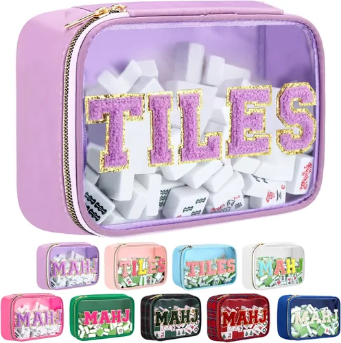 Vista 15 de Bolsa Mahjong American Mahjong Case impermeable, marrón tartán, Mahj Tartán marrón