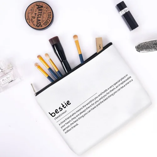 Vista 2 de BAQRAXIA Bolsa de cosméticos de maquillaje, regalos únicos de graduación de cumpleaños para adolescentes, hermanas, mujeres adultas, despedidas