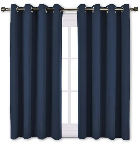 Vista 8 de Cortinas y cortinas de poliéster con ojales en la parte superior para oscurecer la habitación, sala de estar con aislamiento térmico