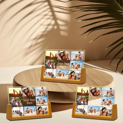 Vista 6 de Marco de fotos personalizado con foto, placa acrílica personalizada con base de luz nocturna LED, regalos de cumpleaños de aniversario para familia